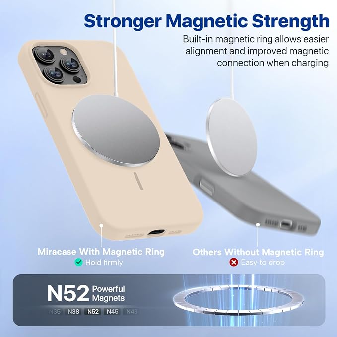 Miracase Magnetic for iPhone 13 Pro Case, Silicone, Soft Microfiber Lining - Image 5