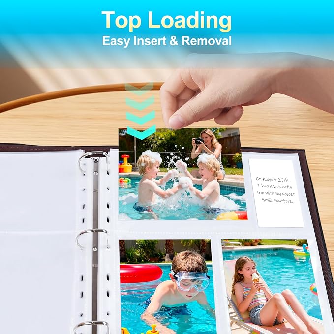60 Pack 4x6 Photo Album Refill Pages for 3 Ring Binder,Ultra-Clear Photo Sleeves Holding 360 Pictures, Double-Sided 3 Pockets Photo Pages with Memo Slot,Photo Sheet Protector for Photos and Postcards - Image 6