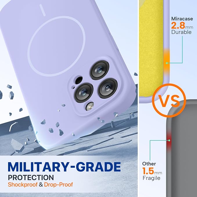 Miracase Silicone & Magnetic for iPhone 14 Pro Case, Light Purple | Compatible with MagSafe, Soft Microfiber Lining, Premium Silicone Cover Shockproof Drop Protection Phone Case for 14 Pro - Image 2