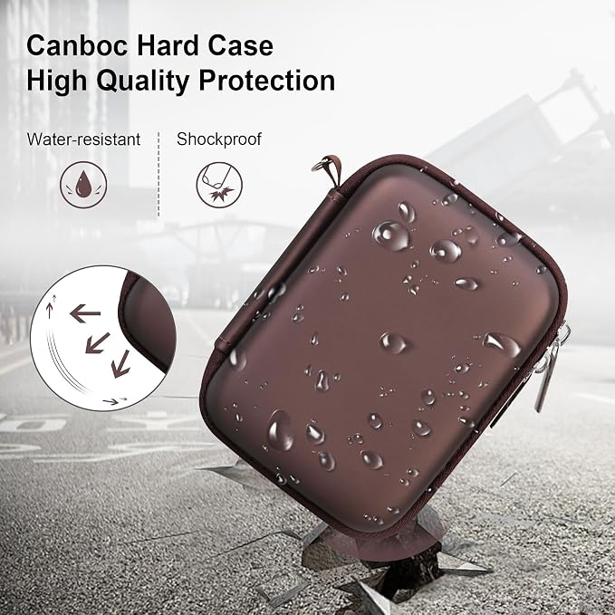 Canboc Carrying Case for KODAK PIXPRO C1 Friendly Zoom Digital Camera | For Canon PowerShot ELPH 360 HS A/ 360 HS/ 360/ IXY 650 Digital Camera, Mesh Pocket fit Cable, SD Card, Brown (Case Only) - Image 4