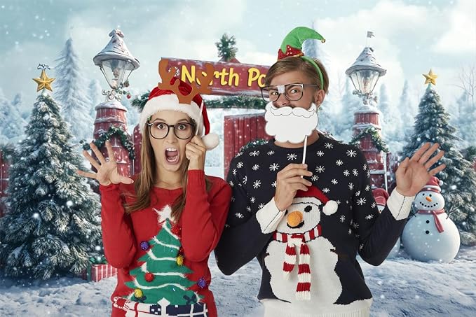 Winter Forest Backdrop Christmas Scene Background Snowy Xmas Tree Snowman Party Decorations Banner Photography Props 16x7ft Vinyl - Image 2