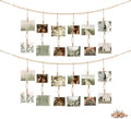 2 Pack Hanging Photo Display with Clips, Boho Wooden Bead Wall Decor | 53.5 In Jute Garland, 60 Clips And 7 Wooden Pegs, Natural Wood Beads, For Photos, Cards And Artwork by WSICSE