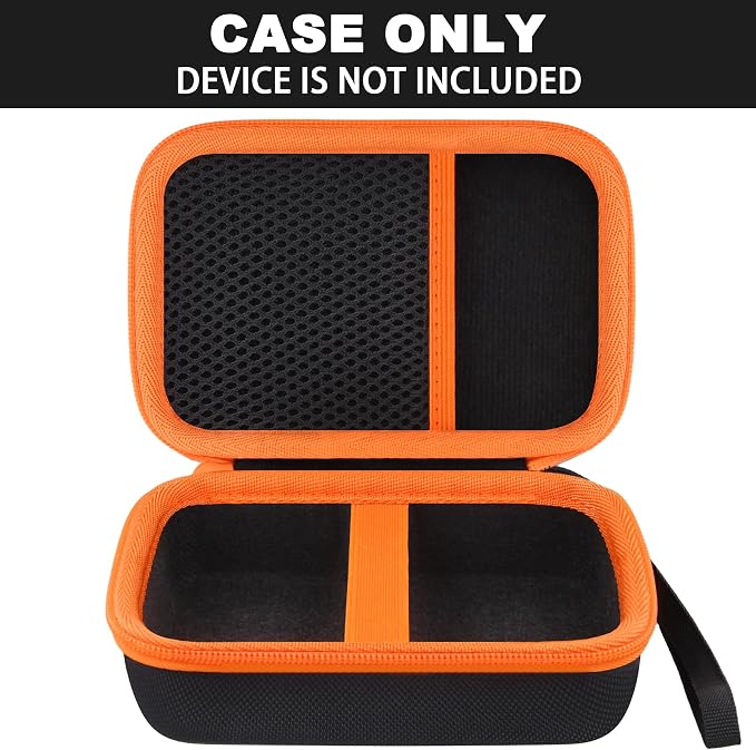 Hard Travel Case for Fujifilm Instax Mini Link+ Printer | Shockproof, With Handle, Hard Shell Exterior, Storage Compartment, Portable Carrying Box, Black Case+Orange Zipper - Image 3