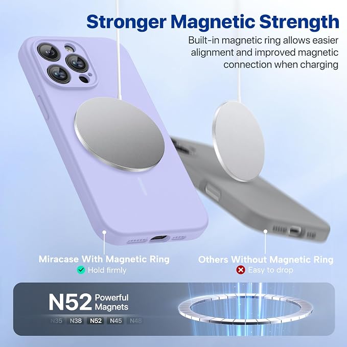 Miracase Silicone & Magnetic for iPhone 14 Pro Case, Light Purple | Compatible with MagSafe, Soft Microfiber Lining, Premium Silicone Cover Shockproof Drop Protection Phone Case for 14 Pro - Image 4
