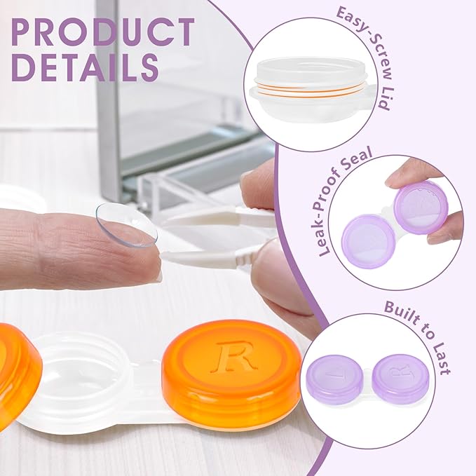 36 Pack Contact Lens Cases Bulk, Transparent Cute Contact Lens Case for Home & Travel, 6 Color (36) - Image 3