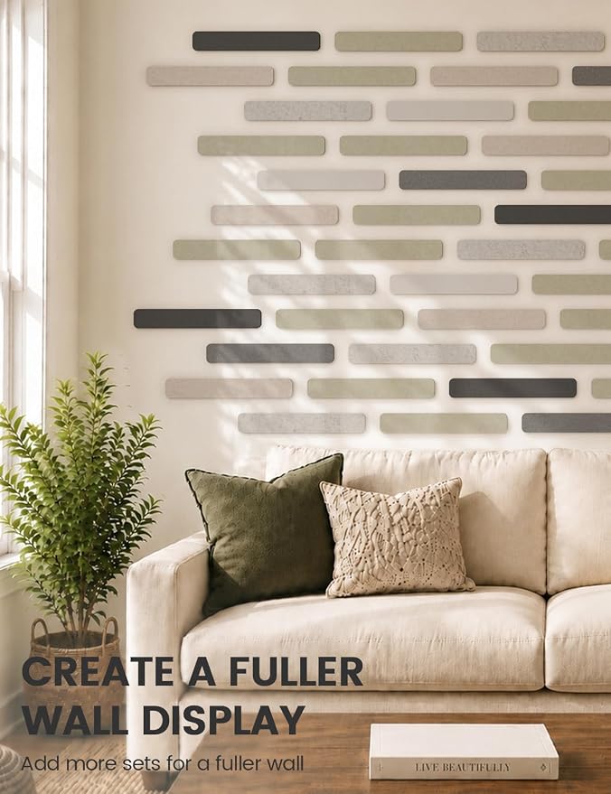 Fluxynara 13" x 2" Felt Wall Panels, Concrete Echo | 5-Pack Includes 35 Push Pins and Adhesive Tabs for Photos, Notes and Decor in Bedroom Doors, Home Office or Studios - Image 7