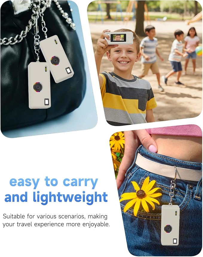 Silicone Case for Kodak CHARMERA Keychain Digital Blind Box accessories,Soft Silicone Protective Case,Comes with Screen Protectors and Wrist Strap - Off white - Image 3