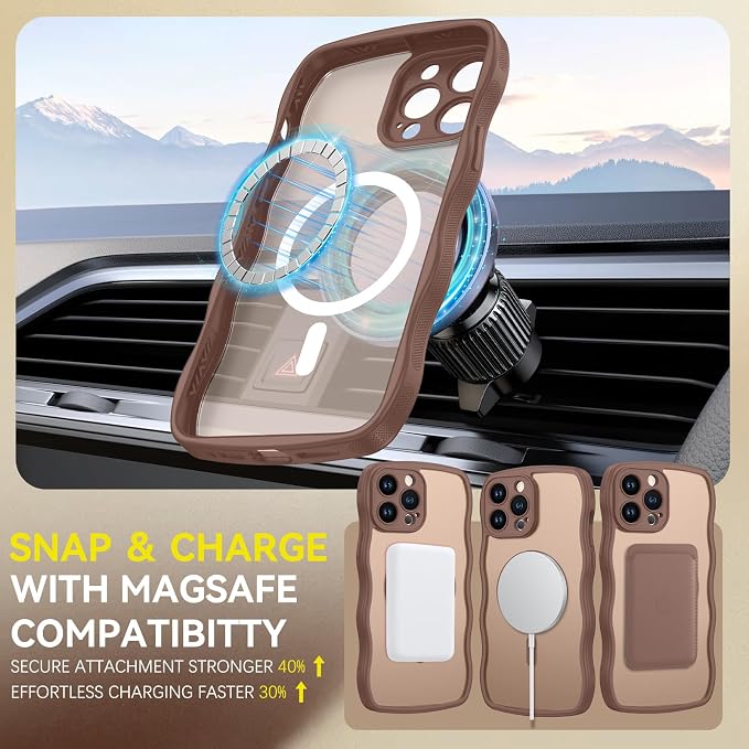 BENTOBEN Magnetic for iPhone 14 Pro Max Case, Cute Wavy [Full Camera Protection][Compatible with MagSafe] Matte Anti-Slip Bumper Women Girls Boys Protective Cover for 14 ProMax 6.7", Desert Titanium - Image 5