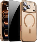 for iPhone 17 Pro Max Case with Privacy Screen Protector, Brown | Full Camera Protection, Compatible with MagSafe, Magnetic Translucent Matte Shockproof Phone Cover for iPhone 17 ProMax by ZOZDOKG