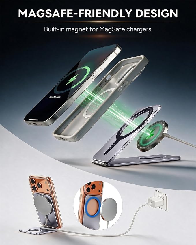 1ST IDEA for MagSafe Tripod Stand Ultra-Thin 0.23" | Aluminum Alloy Magnetic Tripod for iPhone, Flexible 20x Magnet Phone Stand Gift Accessories for Women Men for iPhone 17 16 15 14 13 12 Series - Image 8