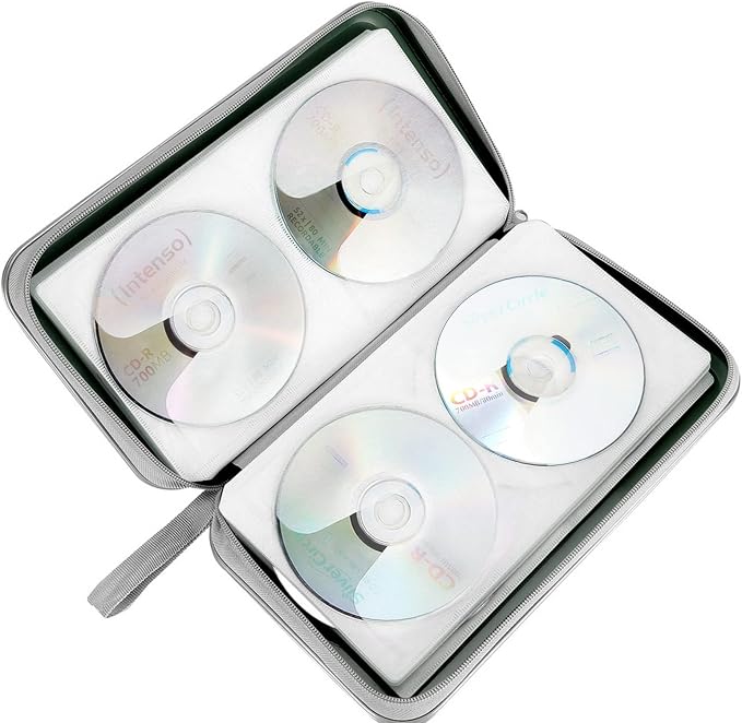 Siveit CD/DVD Case Holder, 80 Capacity Hard Plastic Disc Cases Storage Binder for Car, Home, Office, Travel (Dark Green) - Image 5