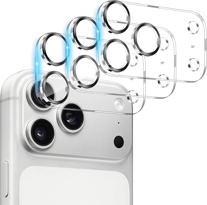 Dengduoduo 3 Pack Camera Lens Protector for iPhone 17 Pro, Tempered Glass, Ultra HD, 9H Hardness, Anti-Scratch, Case Friendly,[No Affect on Night Shots], Black by Dengduoduo