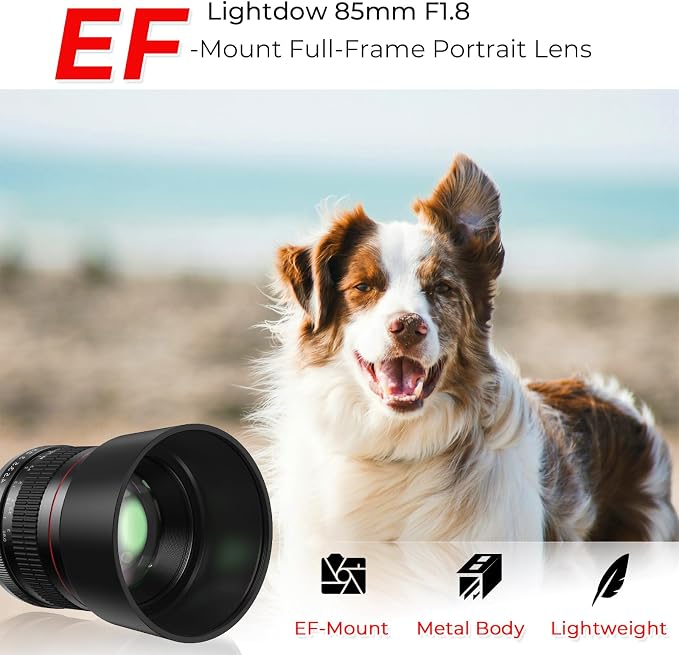 EF 85mm f1.8 Portrait Lens - MF for Canon EOS Rebel T8i/T7i/T7/T6i/T5/T3i/T3/T2i/XSi/XS/SL3/SL2/T100/90D/80D/70D/50D/5D Mark IV/6D II/7D II/1D X III II-Manual Focus DSLR Cameras Lenses(EF/EF-S Mount) - Image 2