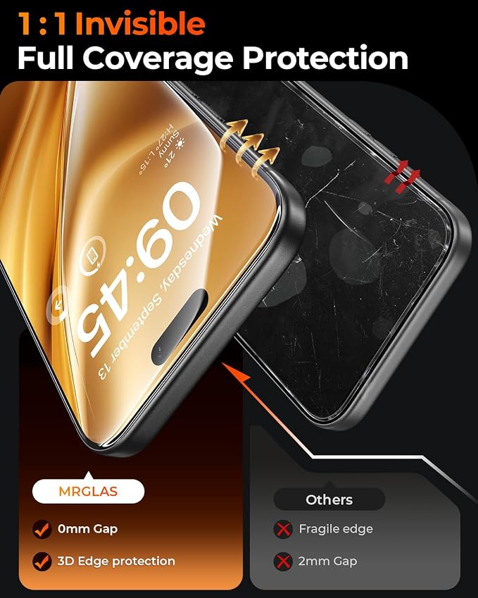 MRGLAS 4-Pack TOP 9H+ Tempered Glass for iPhone 15 Pro Screen Protector | [Auto Alignment Kit] [10X Military Protection] UNBREAK Tempered Glass Flim 6.1 inch Longest Durable Case-Friendly - Image 4