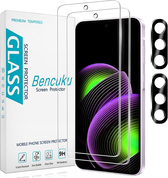 2+2 Pack Screen Protector for Samsung Galaxy A37 5G Tempered Glass | with Camera Lens Protector, Anti Scratch, Bubble Free by Bencuku