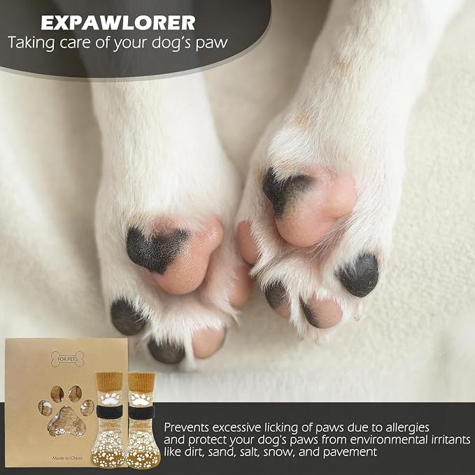 EXPAWLORER Anti Slip Dog Socks to Prevent Licking Paws, Dog Shoes for Hot Pavement, Dog Booties for Small Medium Large Senior Dogs, Traction Control Boots & Paw Protectors for Hardwood Floors - Image 8