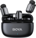 BOYA mini 2 Microphone for iPhone 5-14 with MFi Certified Lightning Plug | Lapel Microphone Wireless with AI Noise Cancellation, App Control, 30H Battery Life with Charging Case for Recording Vlogging by BOYA
