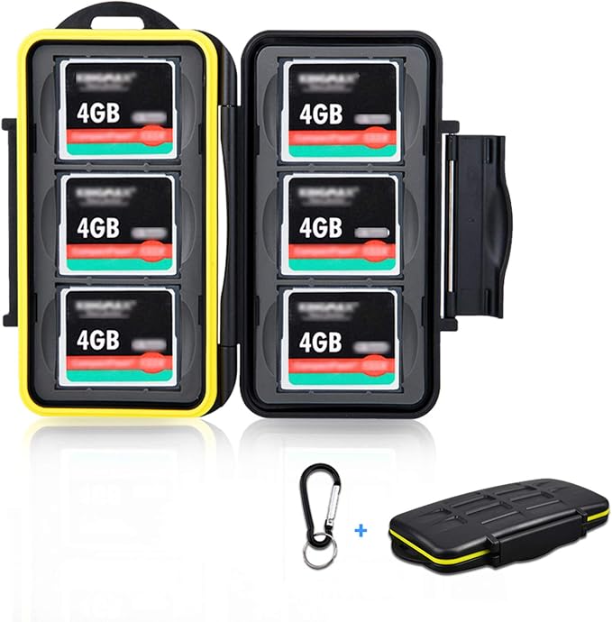 6 Slots CF Card Holder, CF Card Case, Professional Water-Resistant Anti-Shock CF Card Protector Storage for Canon 400D 350D 50D 40D 30D 7D Mark II 7D 5DS R 5D Mark IV III II 1D Mark II Nikon D810 D800 by JJC