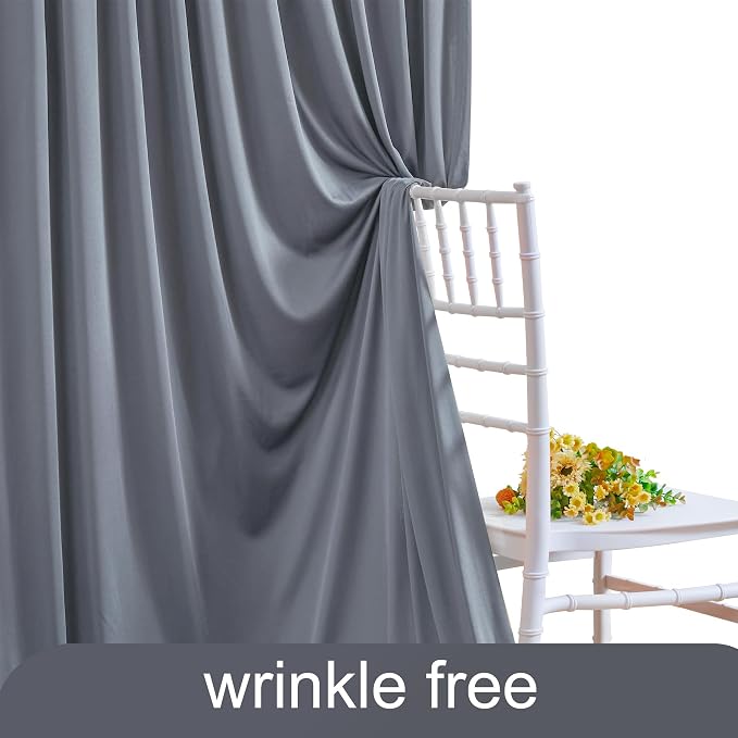 4 Panels Charcoal Backdrop Curtain for Parties Wedding Wrinkle Free Silver Grey Photo Curtains Backdrop Drapes Fabric Decoration for Birthday Party Baby Shower 20ft(W) x 10ft(H) - Image 6