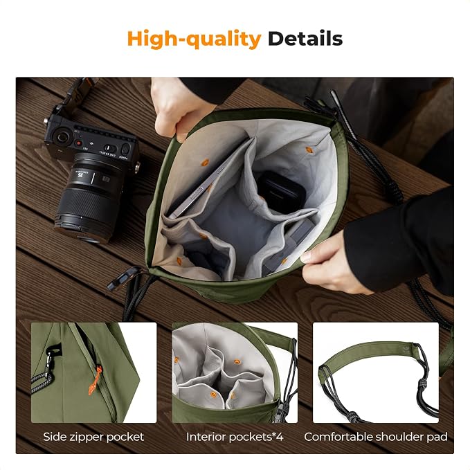 K&F CONCEPT Camera Sling Bag Small Camera Compact Case | Cute Soft Camera Pouch, Handbag, for Urban Street Photography, BS05 - Image 4