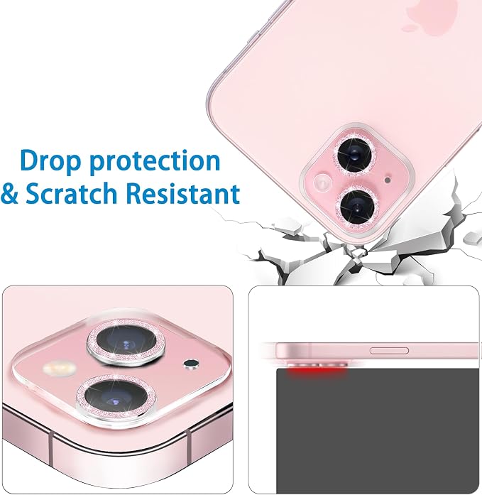 Dengduoduo 3 Pack Tempered Glass Camera Lens Protector for iPhone 15 6.1" & for iPhone 15 Plus 6.7", Bling Glitter, Ultra HD, 9H Hardness, Anti-Scratch, Case Friendly, Easy to Install - Image 5