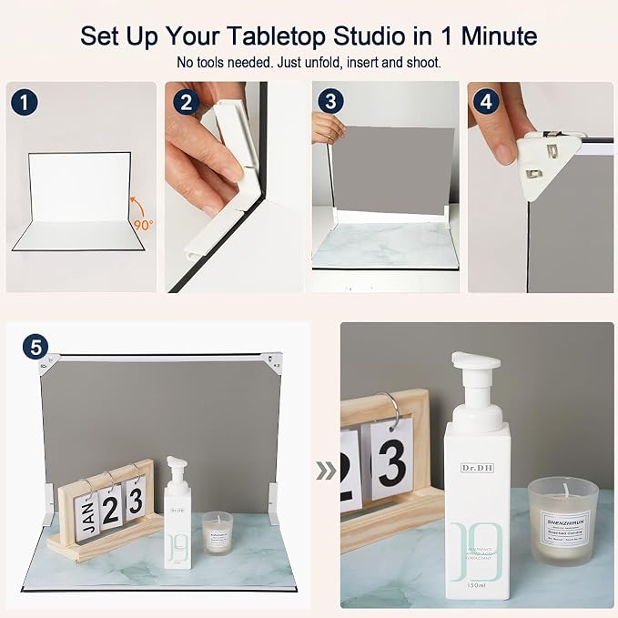 Yoocheese Photo Backdrop for Product Photography, 16.5×11.7in Compact Kit | Tabletop photography for food, jewelry, beauty and small products. For UGC creators, online sellers and small businesses. - Image 7