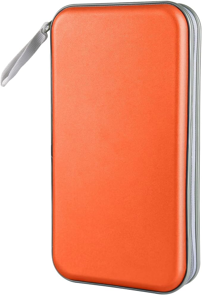 Siveit CD Case Holder, 80 Capacity CD/DVD Case Holders Wallet Hard Plastic CD DVD Disc Cases Storage Binder for Car Home Office Travel (Orange) by Siveit