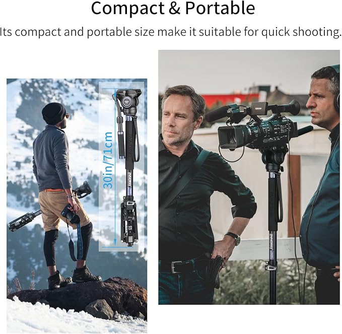 Professional Video Monopod Kit-INNOREL VM70K Including CNC Aluminum Fluid Head, Removable Tripod Base and Flexible Monopod Stand for DSLR,Telescopic,Camera,Camcorders (VM70K) - Image 7
