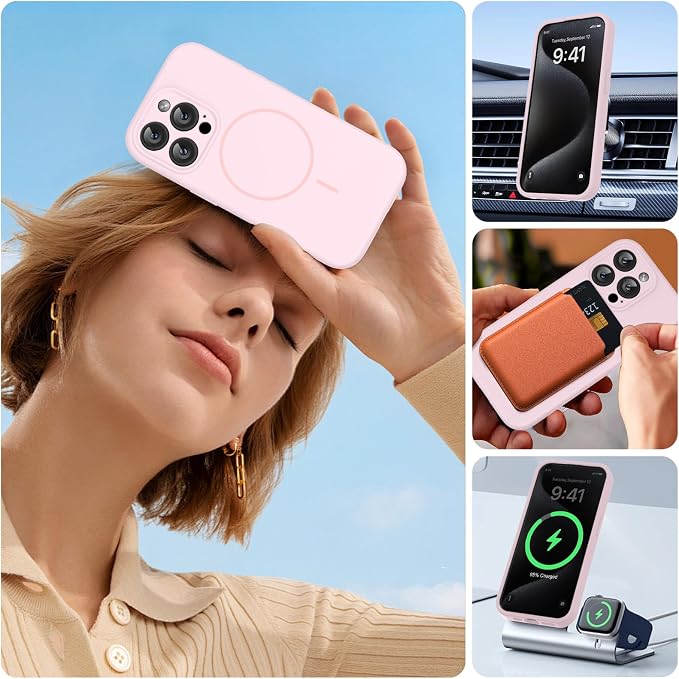 Miracase Magnetic for iPhone 15 Pro Case, Silicone, Soft Microfiber Lining - Image 6