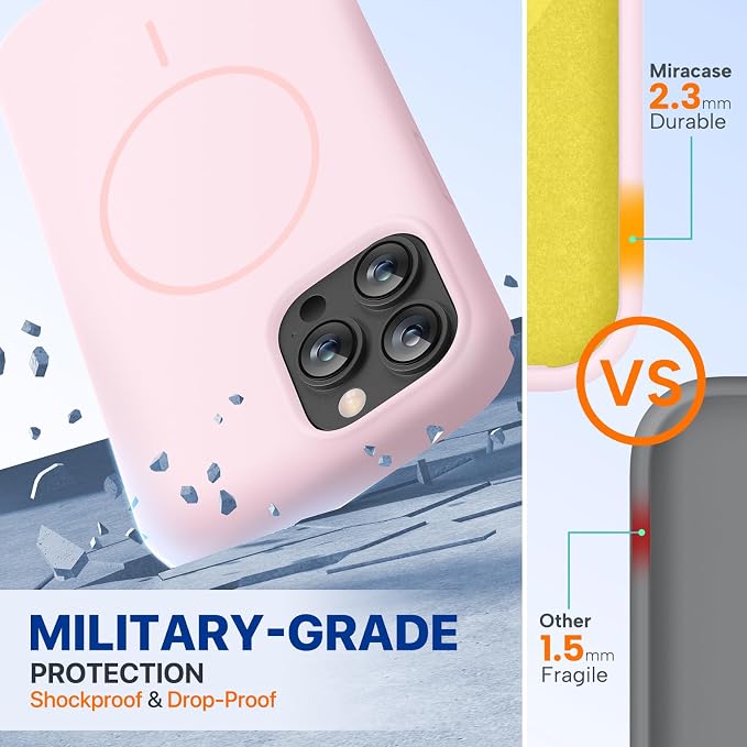 Miracase Magnetic for iPhone 13 Pro Case, Silicone, Soft Microfiber Lining - Image 2