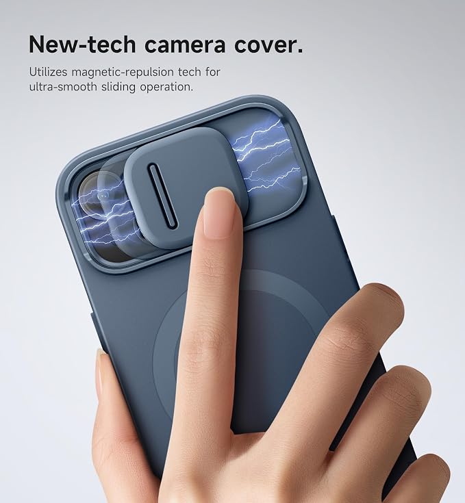 SURITCH for iPhone 15 Case with Magnetic Camera Slide Cover and Adjustable Kickstand, Compatible with MagSafe, Shockproof Bumper Case Slim Protective Cover 6.1 Inch, Blue - Image 4