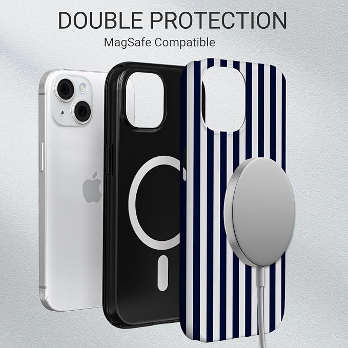 TPU Phone Case for iPhone 13, MagSafe Wireless Charging Compatible, Shockproof Slim Fit Protective Cover with Anti-Yellowing & Raised Camera Protection (Stripe 3, iPhone 13) - Image 6