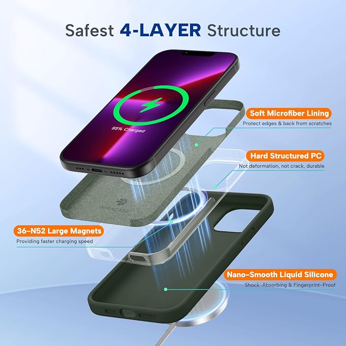 Miracase Magnetic for iPhone 13 Pro Case, Silicone, Soft Microfiber Lining - Image 3