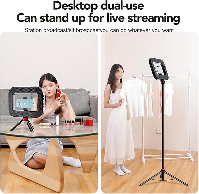 Smartphone Ring Selfie Light Kit Handheld LED Mobile Video Stabilizer Fill Lighting Rig Lights Built-in 8000mAh Battery Rechargeable for Phone Camera, YouTube, TIK tok Video Recording, Make up - Image 4