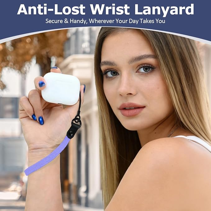 Elastic Nylon Wrist Lanyard for AirPods Case, Anti-Lost Strap for AirPods 1/2/3/Pro/Pro 2 Charging Case, Multi-Functional Wrist Strap for Phones Keys Cameras Small Gadgets, Lavender - Image 2