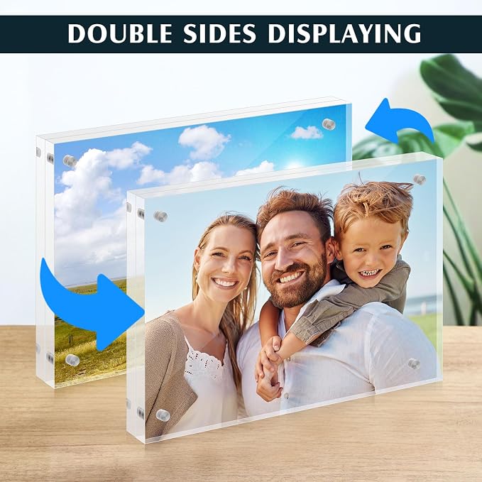 Kigley 6 Pcs 5 x 7 Inch Acrylic Picture Frames, Clear Acrylic Photo Business Card Frame Desktop Display Double Sided Wallet Size Frame Freestanding Frames for Film Photos Cards Stamp - Image 4