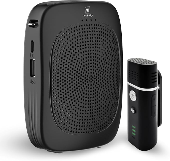 Bluetooth Voice Amplifier with Wireless Lavalier Lapel Mic for Teachers | Portable Speaker Clip-On Microphone, Mini Megaphone PA System for Classroom/Yoga/Public Events C006 by YOCEWECA