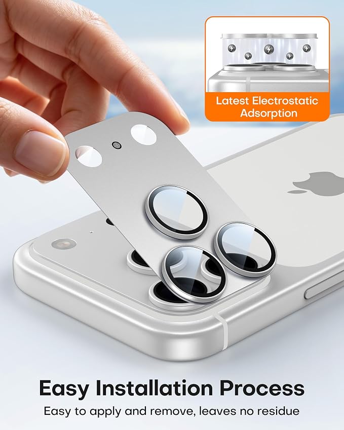 TAURI 2 Pack for iPhone 17 Pro Camera Lens Protector, Silver | Full Coverage Military-Grade Shatterproof, Upgrade AR Anti-Reflection Ultra Clear Transmission & Case Friendly - Image 5