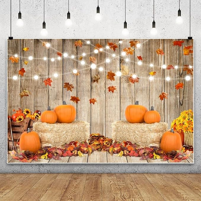 12x10ft Fall Thanksgiving Halloween Photo Backdrop Fall Backdrops for Photography Autumn Pumpkin Harvest Barn Background Friendsgiving Party Supplies Farm Harvest Banner Decor Photo Props - Image 6