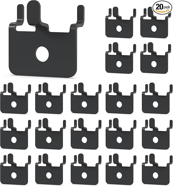 HUHOLE 20PC Black Pegboard Picture Hangers for 1/8 & 1/4 Inch Boards | U Shape Display Hooks with 10 lb Capacity for Pictures, Jewelry, Keys, Lanyards, Arts, Crafts and Retail by HUHOLE