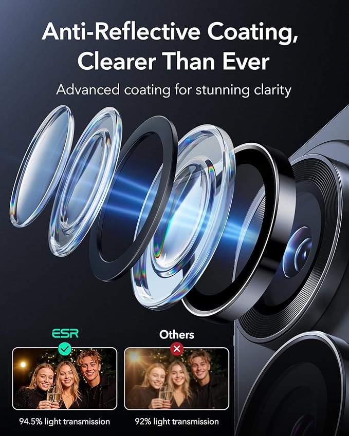 ESR for Samsung Galaxy S26 Ultra Camera Lens Protector, 1 Pack, Black | Individual Camera Cover, 9H Tempered Glass, Original Camera Clarity, Scratch-Resistant, Case Friendly - Image 5