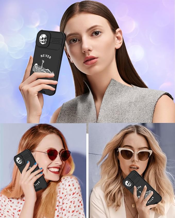 for iPhone 17 Case - Women Men Phone Cover Cool Pretty Fancy Unique Aesthetic Design Slide Camera Cover Protective Case for Apple for iPhone 17, Lying Skull - Image 6