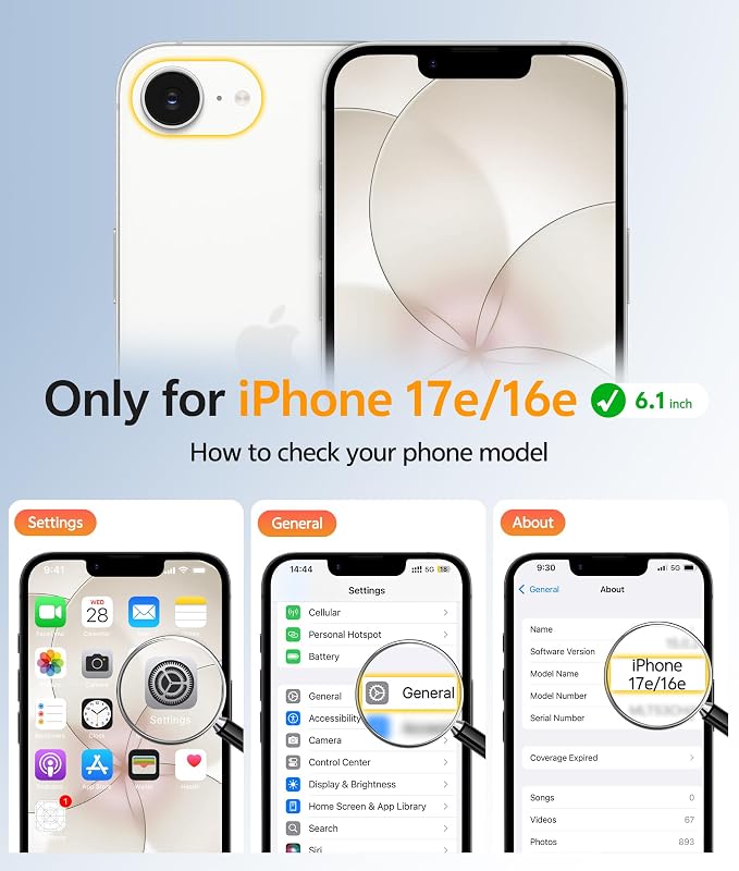FNTCASE for iPhone 17e/ iPhone 16e Case, Fit for Magsafe, Screen Protector | Translucent Matte Magnetic Back, 14FT Military Grade Drop Protection, Shockproof Protective Phone Cover, Off White - Image 2