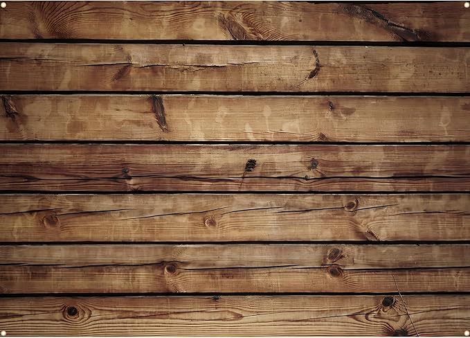 Peryiter Wooden Backdrop Wall for Photoshoot Background, 8 x 6ft, Brown | Fabric Wood Backdrop, Brown Polyester Rustic Photo Panel Backdrop, Baby Shower Cowboy Party Wedding Photography Supplies by Peryiter