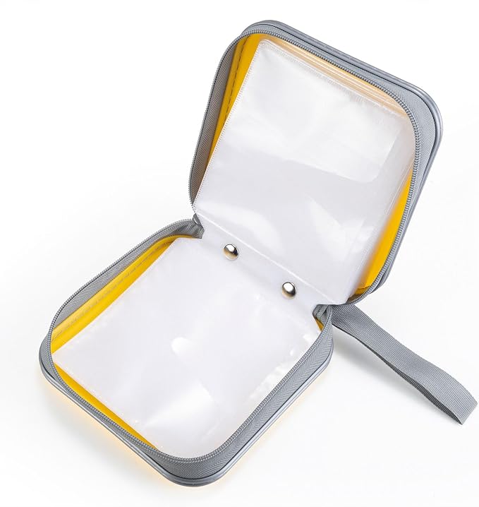 LIOVODE DVD Case, 48 Capacity Hard Plastic CD Case Holder for Car | DVD Storage, Hand Strap, Zipper Closure, Scratch-Resistant Sleeves, CD Storage for Music Blu-Ray Game Disc for Travel Office - Image 4
