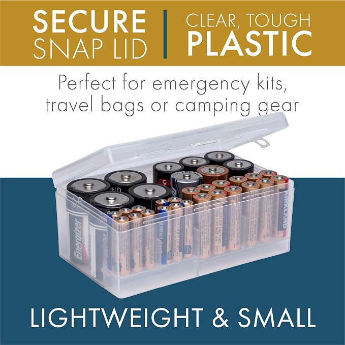 Dial Industries Battery Storage Organizer Case, Holds 12 AAA, 12 AA, 6C, 4D | Keeps loose batteries sorted by size and easy to find, Compact fit for drawers or closets, Great for home or office use - Image 2