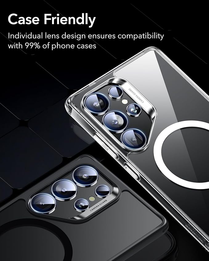 ESR for Samsung Galaxy S25 Ultra Camera Lens Protector, 1 Pack, Black | Individual Camera Cover, 9H Tempered Glass, Original Camera Clarity, Scratch-Resistant, Case Friendly - Image 8