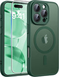FNTCASE for iPhone 16 Pro Case, Fit for Magsafe, with Screen Protector | Full Camera Protection, Translucent Matte, 14FT Military Grade Drop Proof, Shockproof Protective Phone Cover, Green by FNTCASE