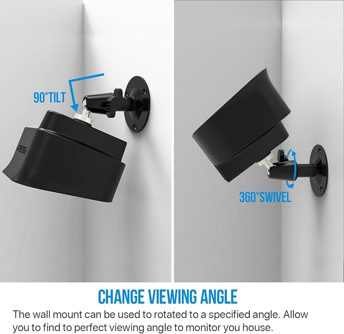 Frienda 360 Degree Adjustable Wall Mount Bracket and Silicone Protective Skin Compatible with Blink Xt Indoor Outdoor Security Camera(2,Black) - Image 4