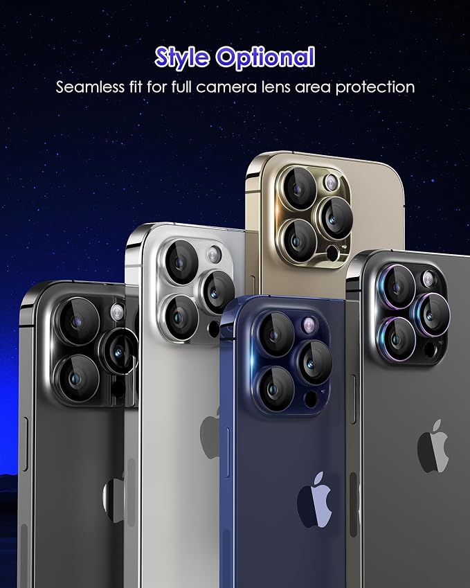Compatible for iPhone 15 Pro/iPhone 15 Pro Max Camera Lens Protector, Clear Acrylic Plus Aluminium Alloy Ring 9H Tempered Glass Screen Camera Cover, Silver - Image 6